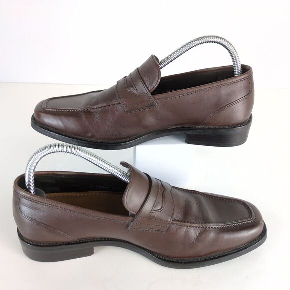 Cole Haan Men\'s 8 Brown Leather Classic Penny‎ Loafers Square Apron Toe Beefroll main image 5